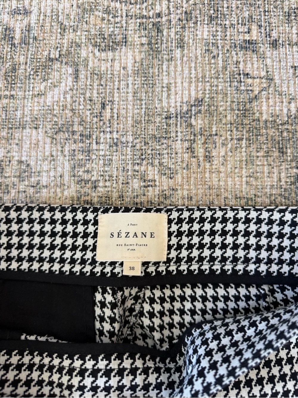 Sezane Clara Trousers Houndstooth High Waist Ankle Pants Black & White Size 6/8 - Picture 4 of 9